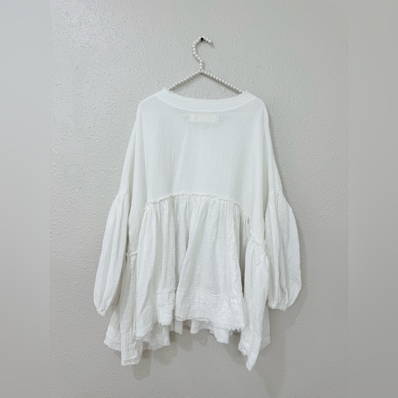 Free People Farrah Lace Pieced Swing Top Shirt Oversize Size M - Picture 9 of 12